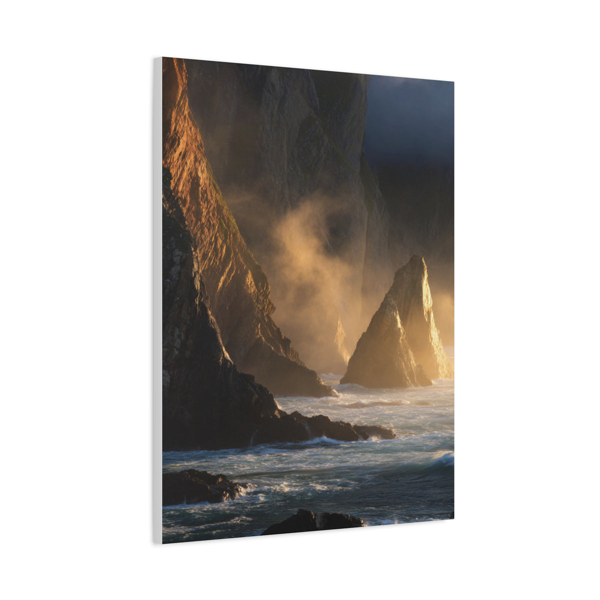 Dramatic Golden Light Coastal Cliffs Wall Art & Canvas Print