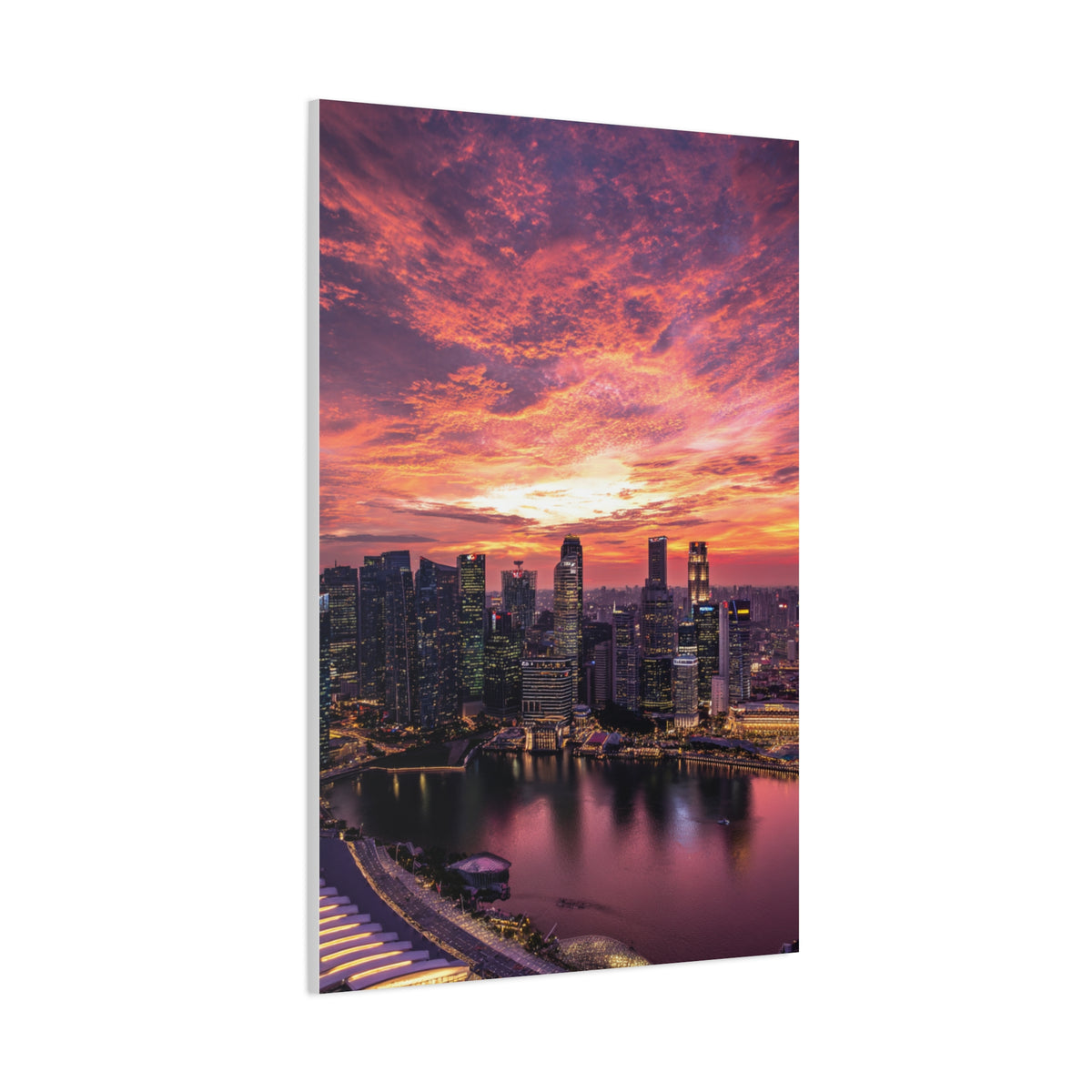 Singapore Skyline Sunset Reflections Wall Art & Canvas Print
