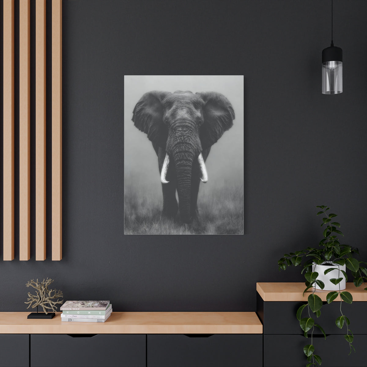Black and White Elephant Portrait Wall Art & Canvas Prints