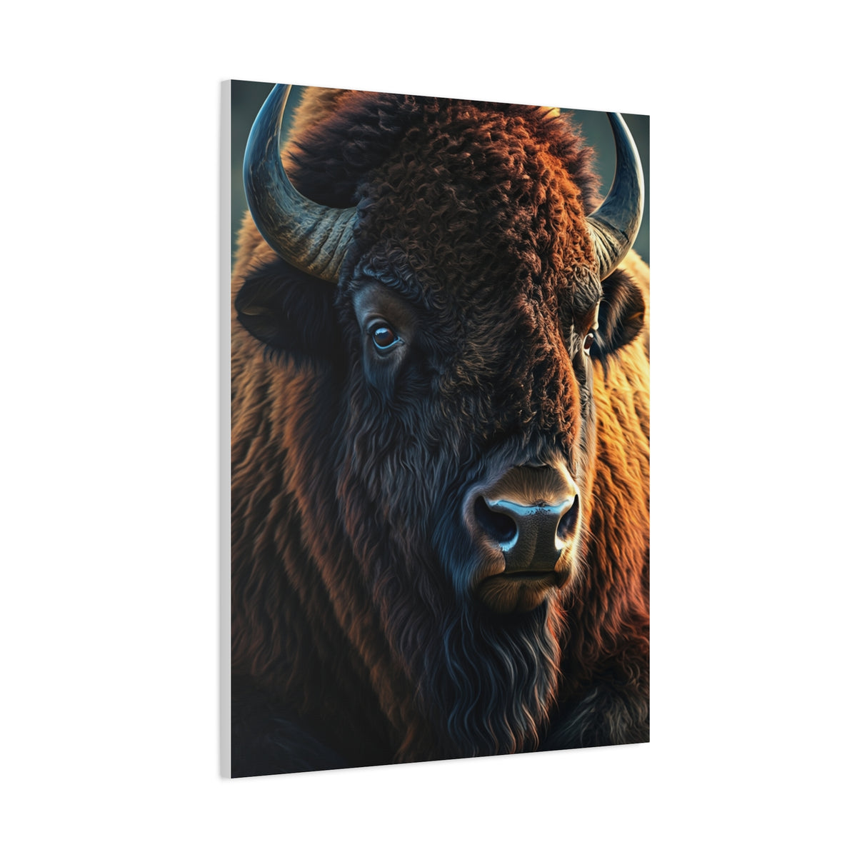 Cinematic Three-Quarter Angle American Bison Portrait Wall Art & Canvas Print
