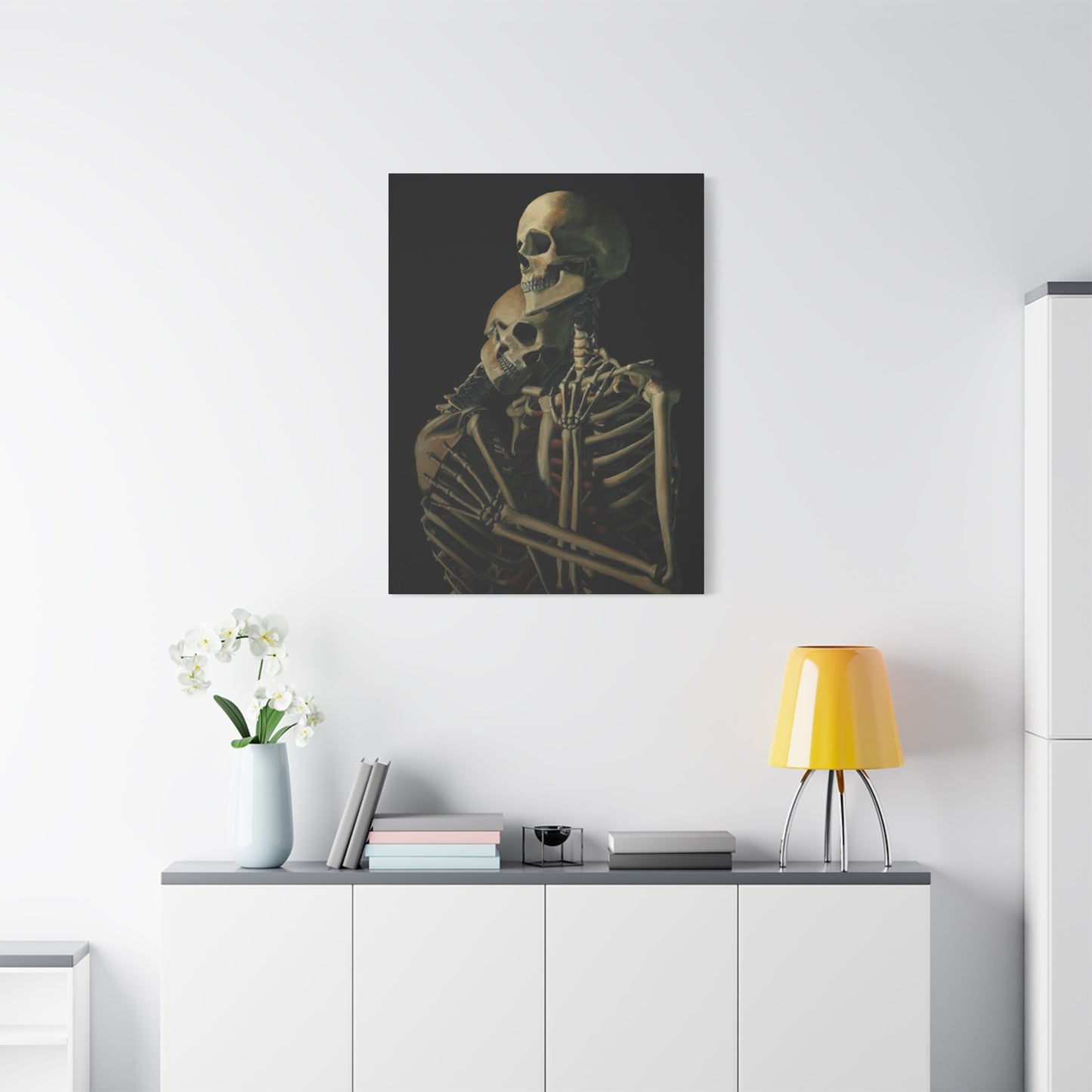 Skeleton Couple Hugging Wall Art & Canvas Prints