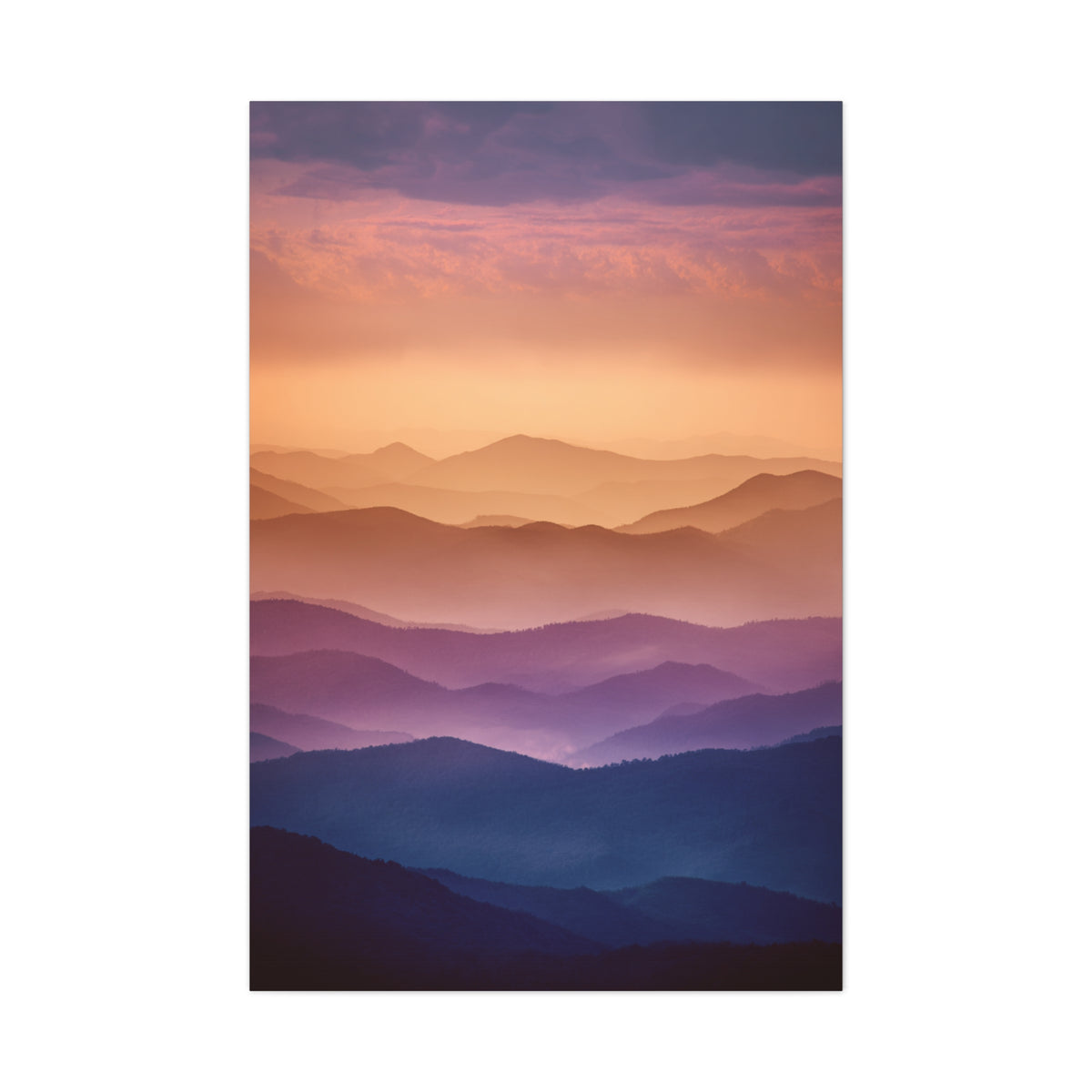 Layered Sunset Mountain Landscape Wall Art & Canvas Print