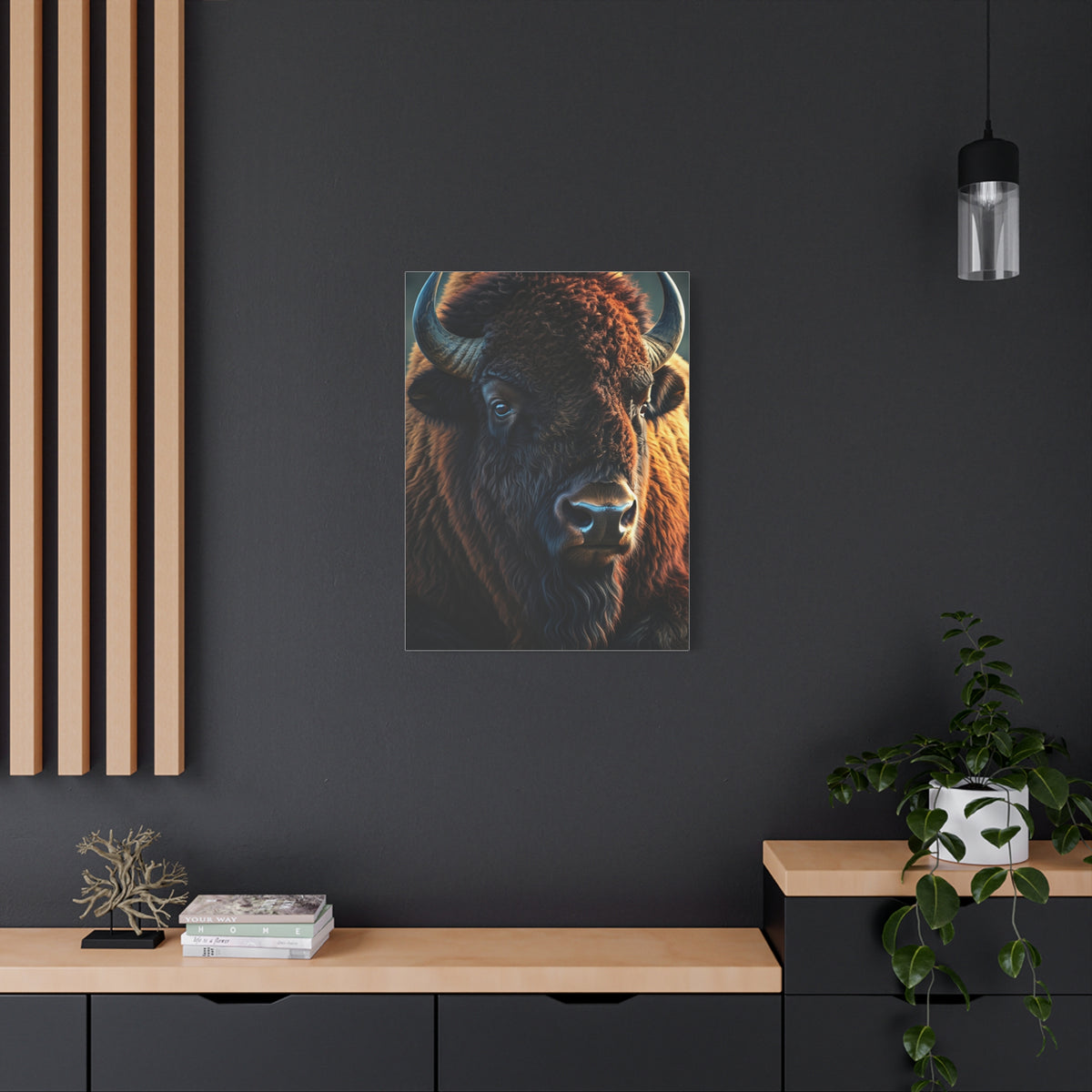 Cinematic Three-Quarter Angle American Bison Portrait Wall Art & Canvas Print