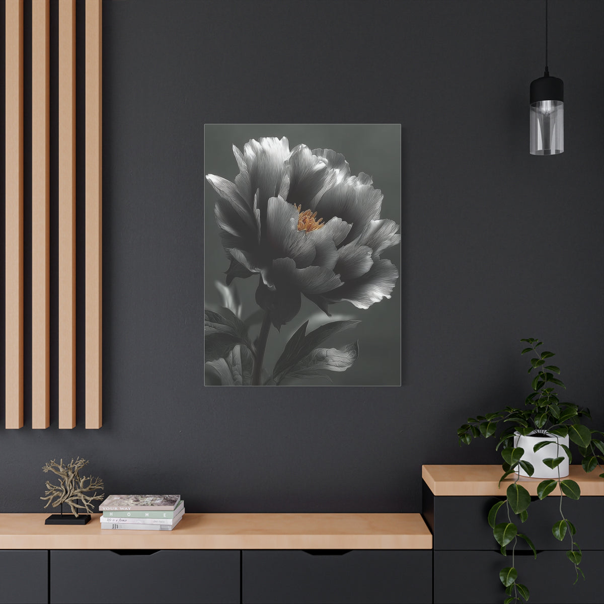 Silver Peony Fine Art Floral Wall Art & Canvas Print