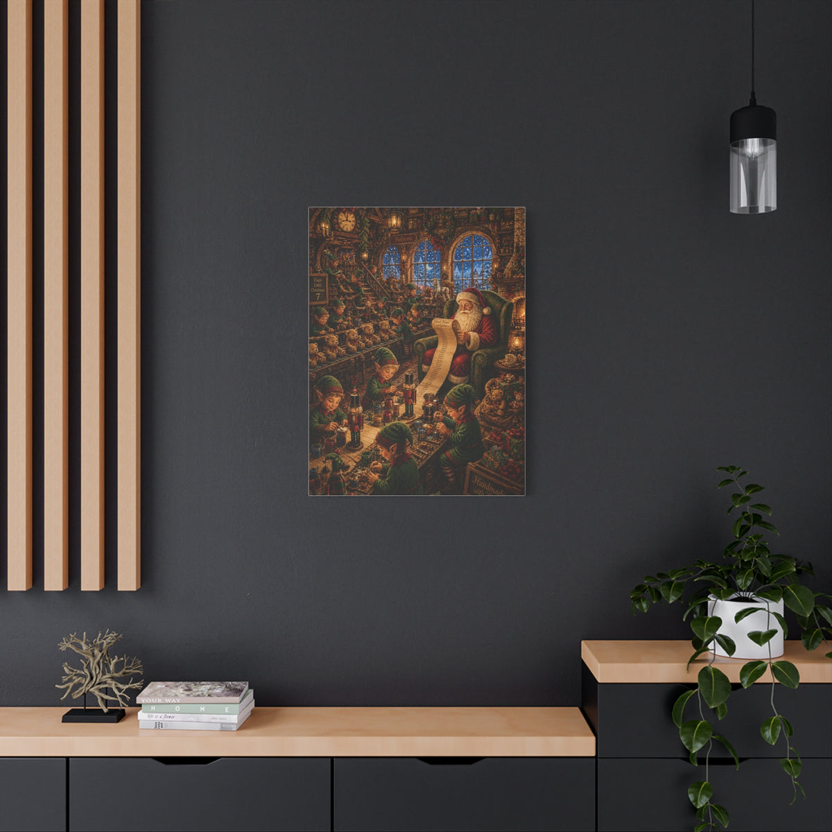 Cozy Traditional Santa Workshop Wall Art & Canvas Print