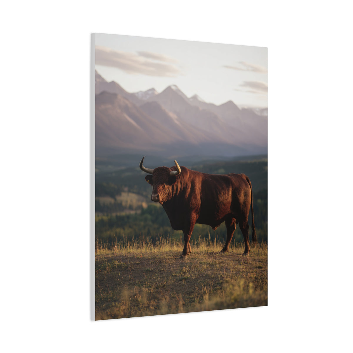 Mountain Ridge Bull Landscape Wall Art & Canvas Print