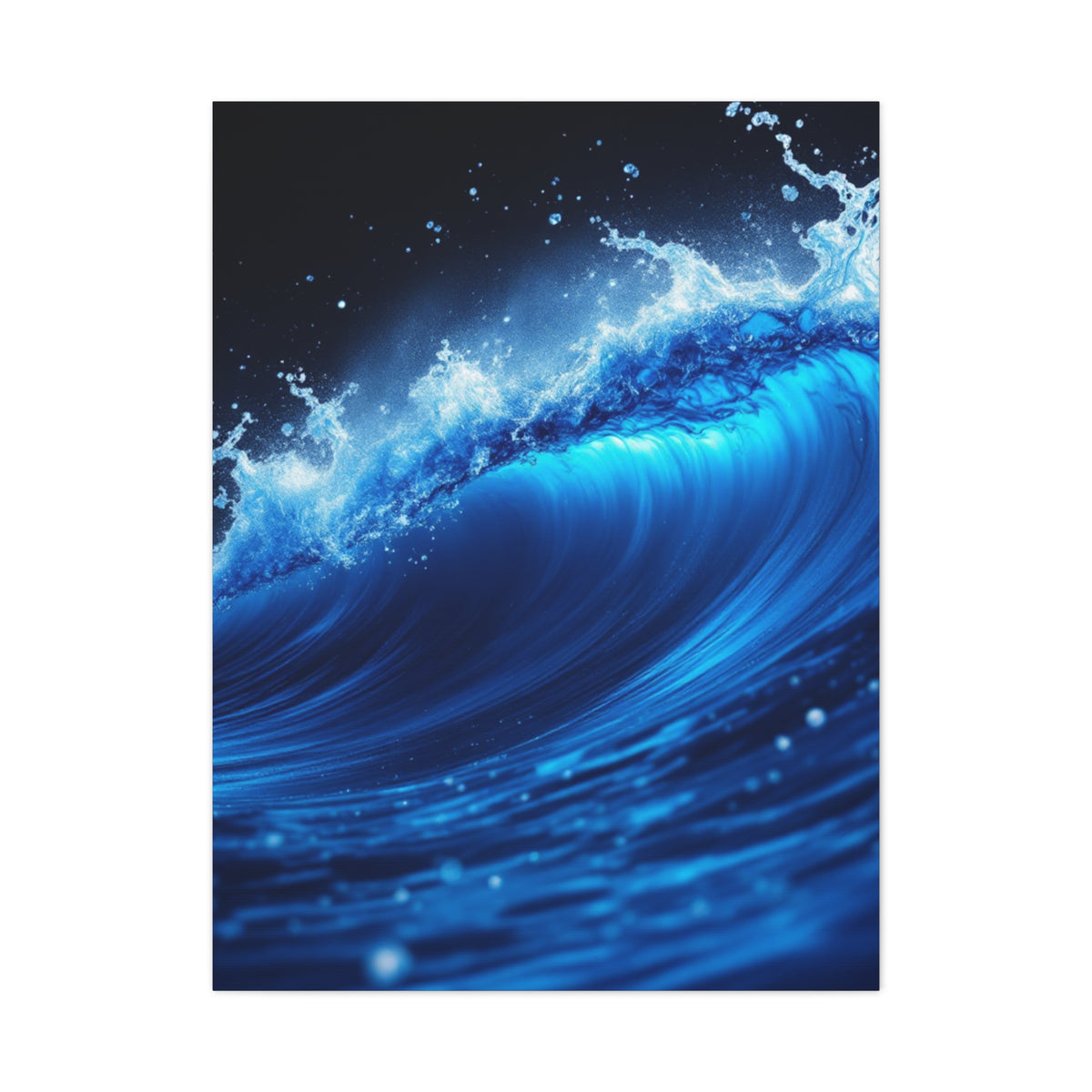 Powerful Ocean Wave in Electric Blue Motion Wall Art & Canvas Prints
