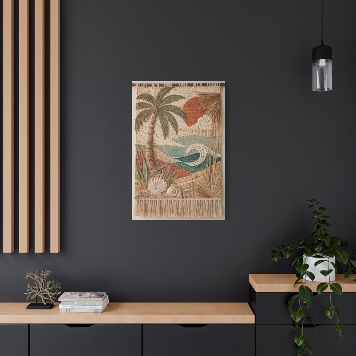 Bohemian Coastal Woven Tapestry Tropical Wall Art & Canvas Print