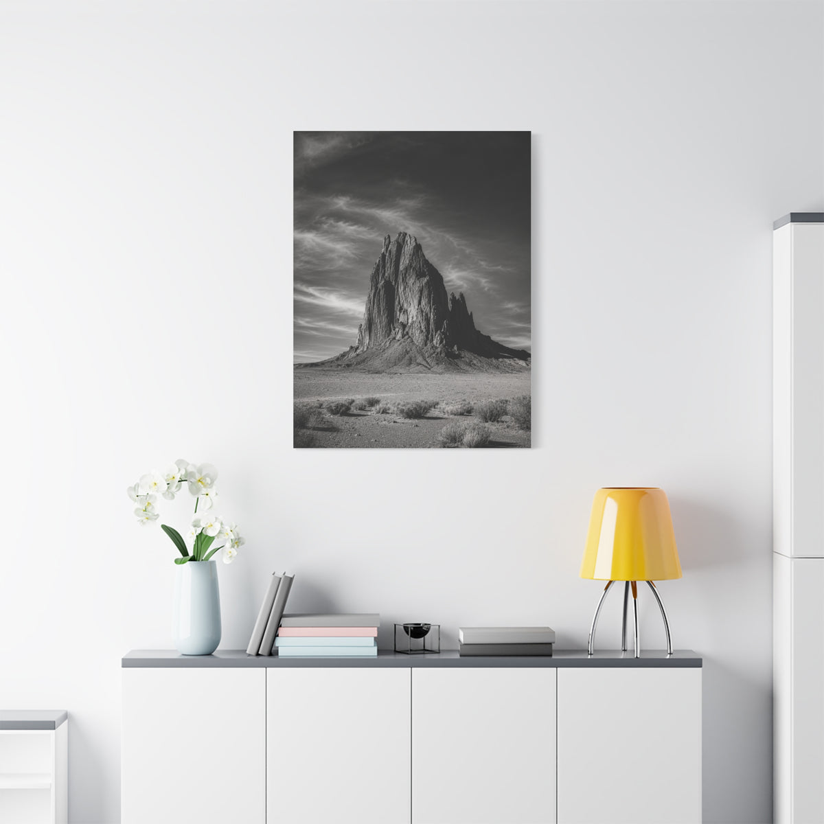 Desert Monolith Black and White Southwest Wall Art & Canvas Print