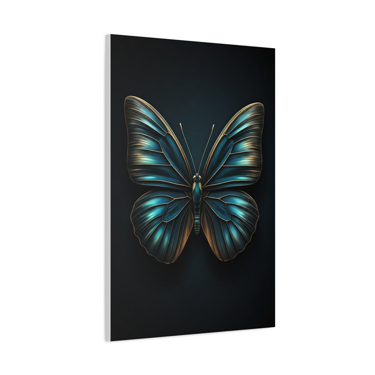 Midnight Blue Butterfly Symmetry Portrait Wall Art & Canvas Prints