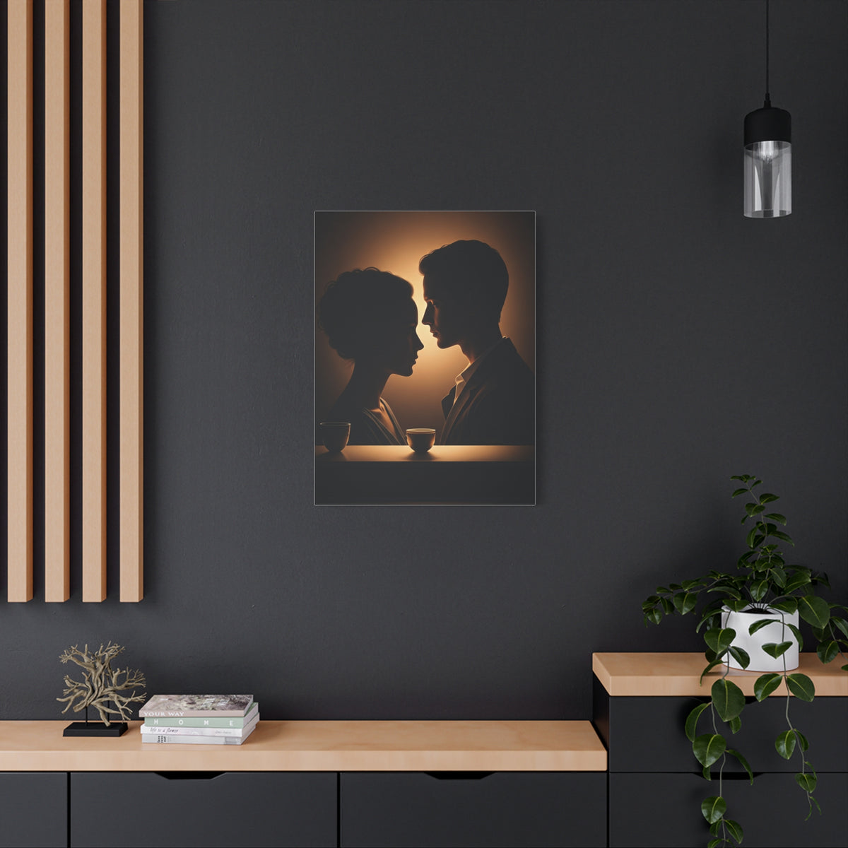 Intimate Silhouettes at Candlelit Table Wall Art & Canvas Prints