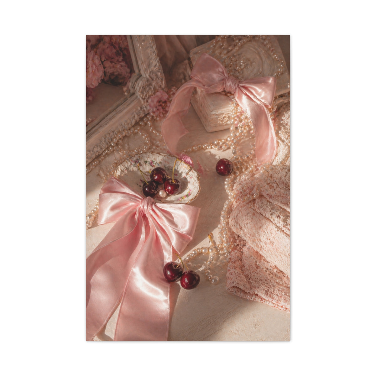 Coquette Satin Bow Still Life Wall Art & Canvas Print