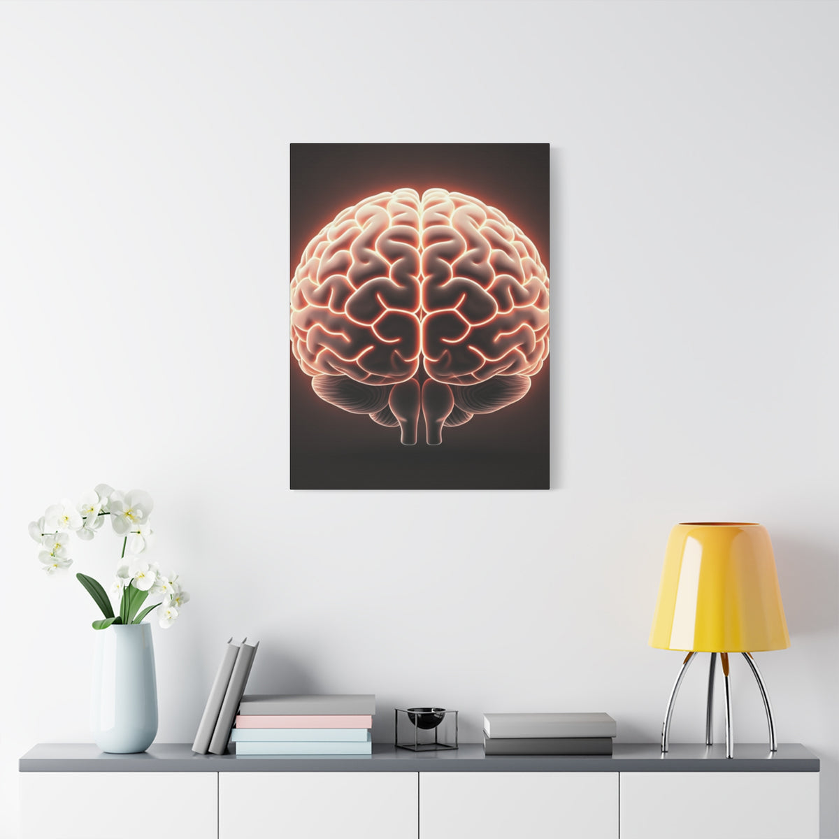 Neon Brain Art Canvas – Glowing Anatomy Wall Decor