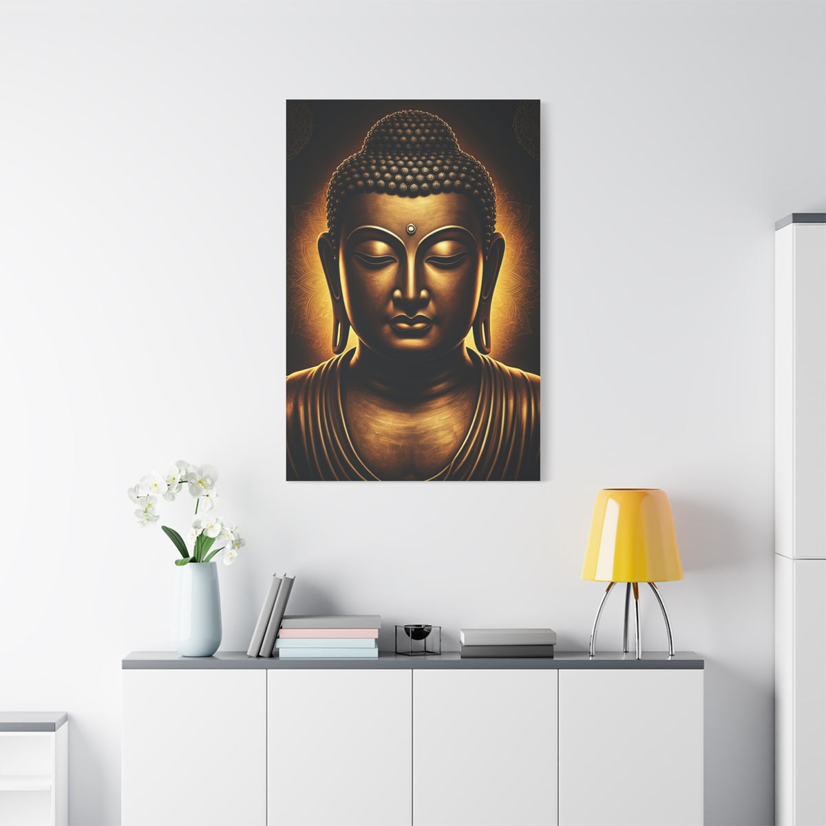 Golden Calm Buddha Portrait Wall Art & Canvas Prints