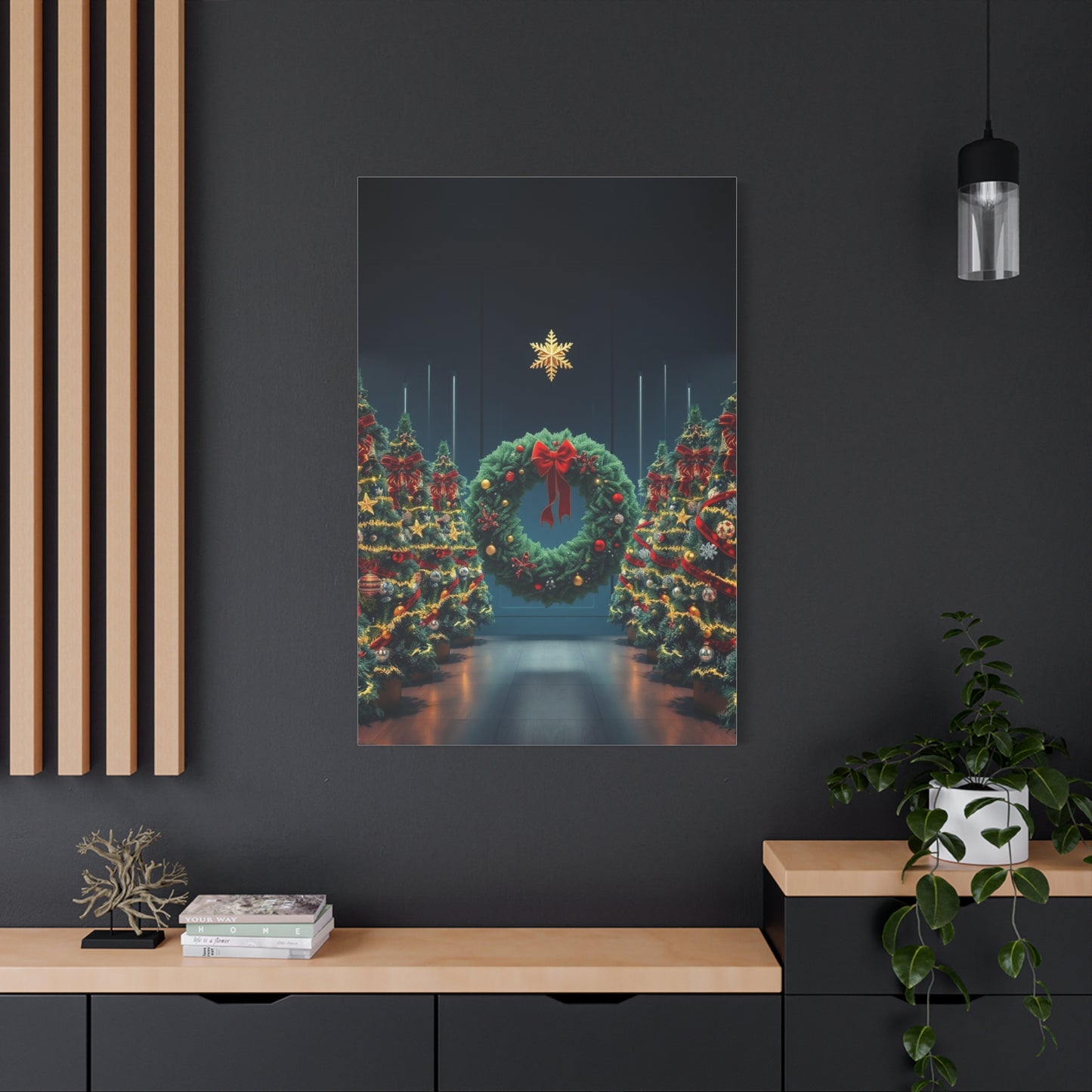 Christmas Trees & Wreath Art Luxury Canvas Wall Art & Canvas Print