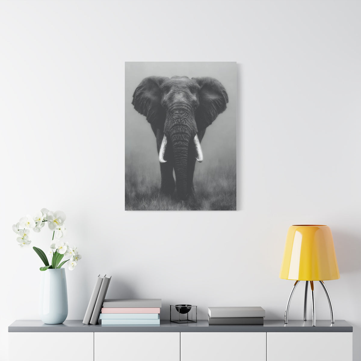 Black and White Elephant Portrait Wall Art & Canvas Prints