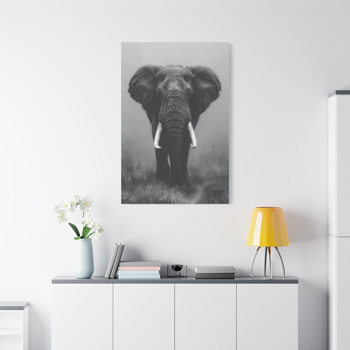 Black and White Elephant Portrait Wall Art & Canvas Prints