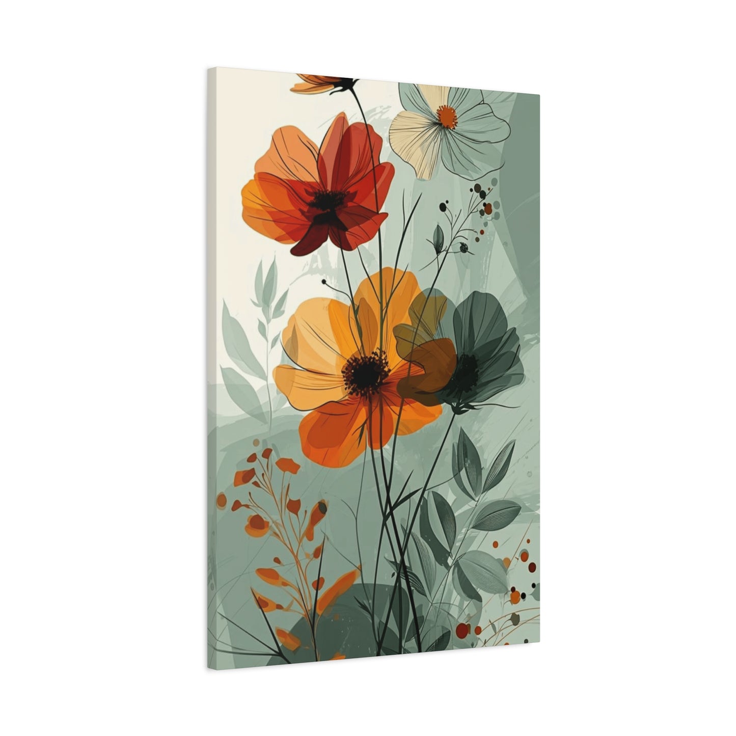 Green Floral Painting Wall Art & Canvas Prints