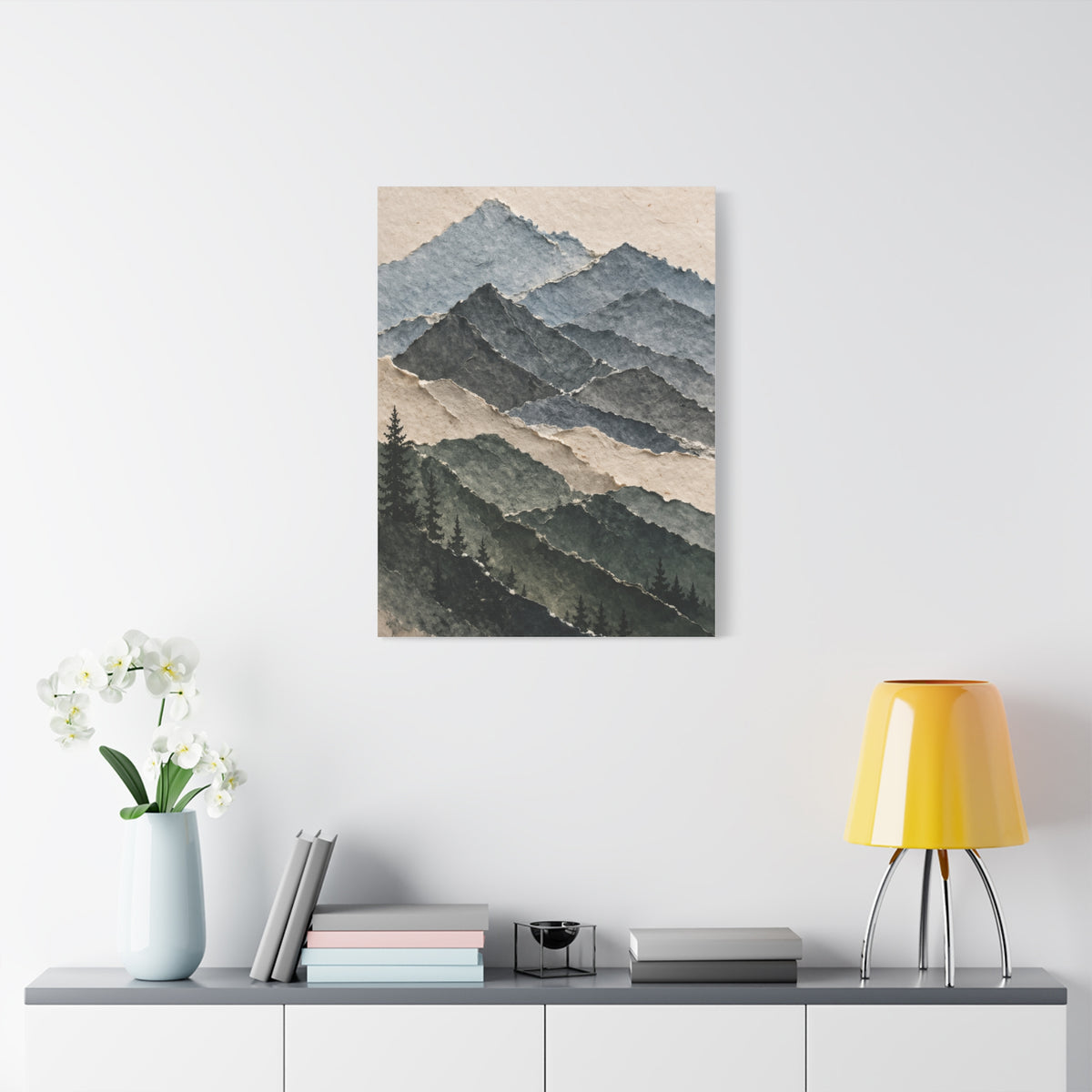 Abstract Layered Paper Mountain Wall Art & Canvas Print
