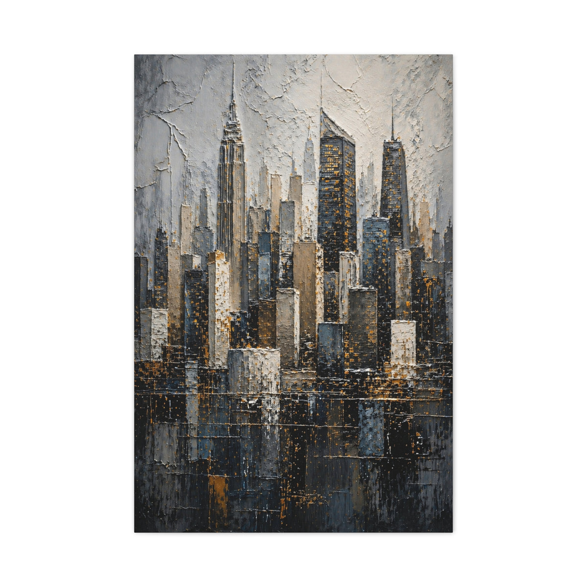 Textured City Skyline Impasto Wall Art & Canvas Print