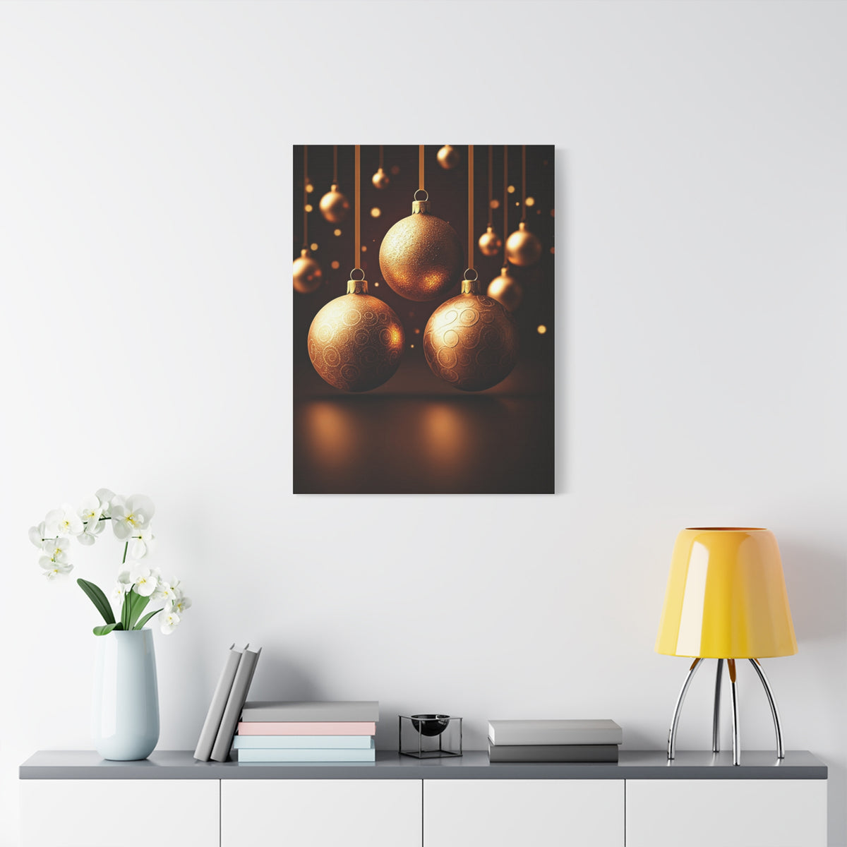 Golden Christmas Ornaments Elegance Wall Art & Canvas Print