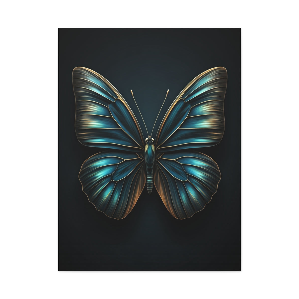 Midnight Blue Butterfly Symmetry Portrait Wall Art & Canvas Prints
