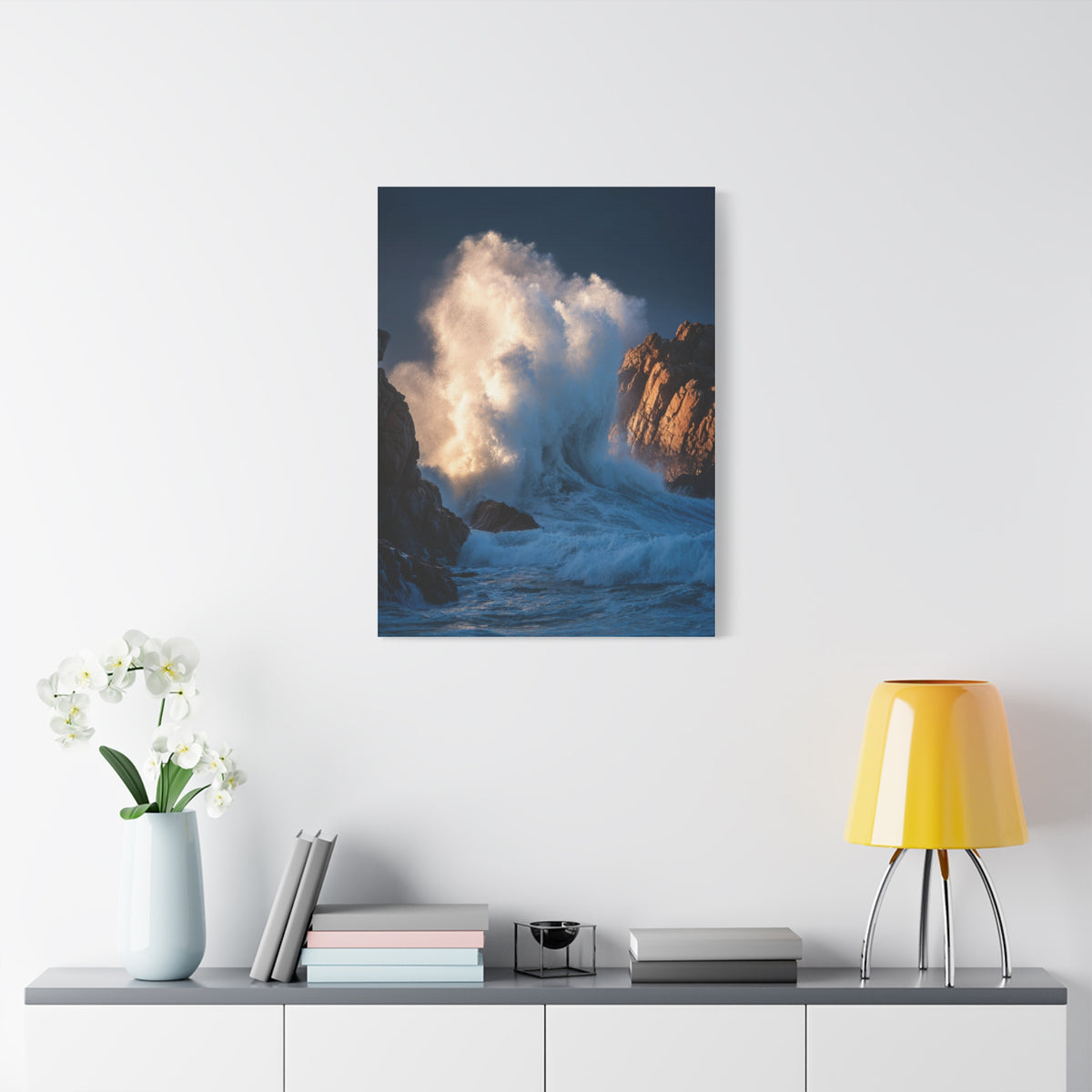 Storm Waves Crashing Against Coastal Rocks Wall Art & Canvas Print
