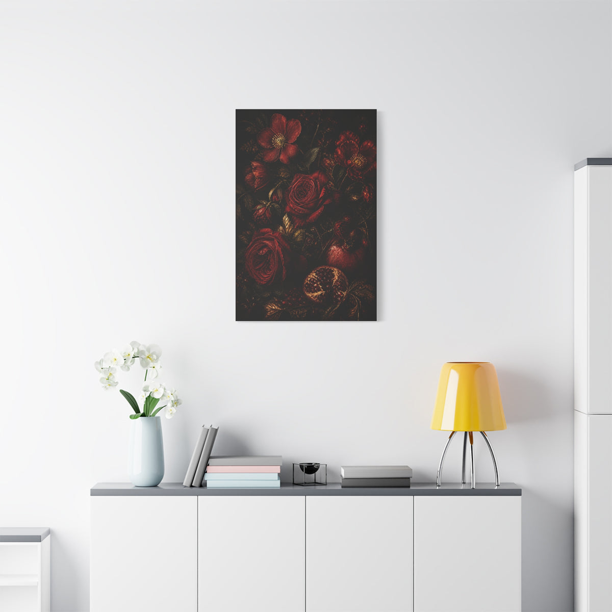 Dark Red Botanical Still Life Wall Art & Canvas Print