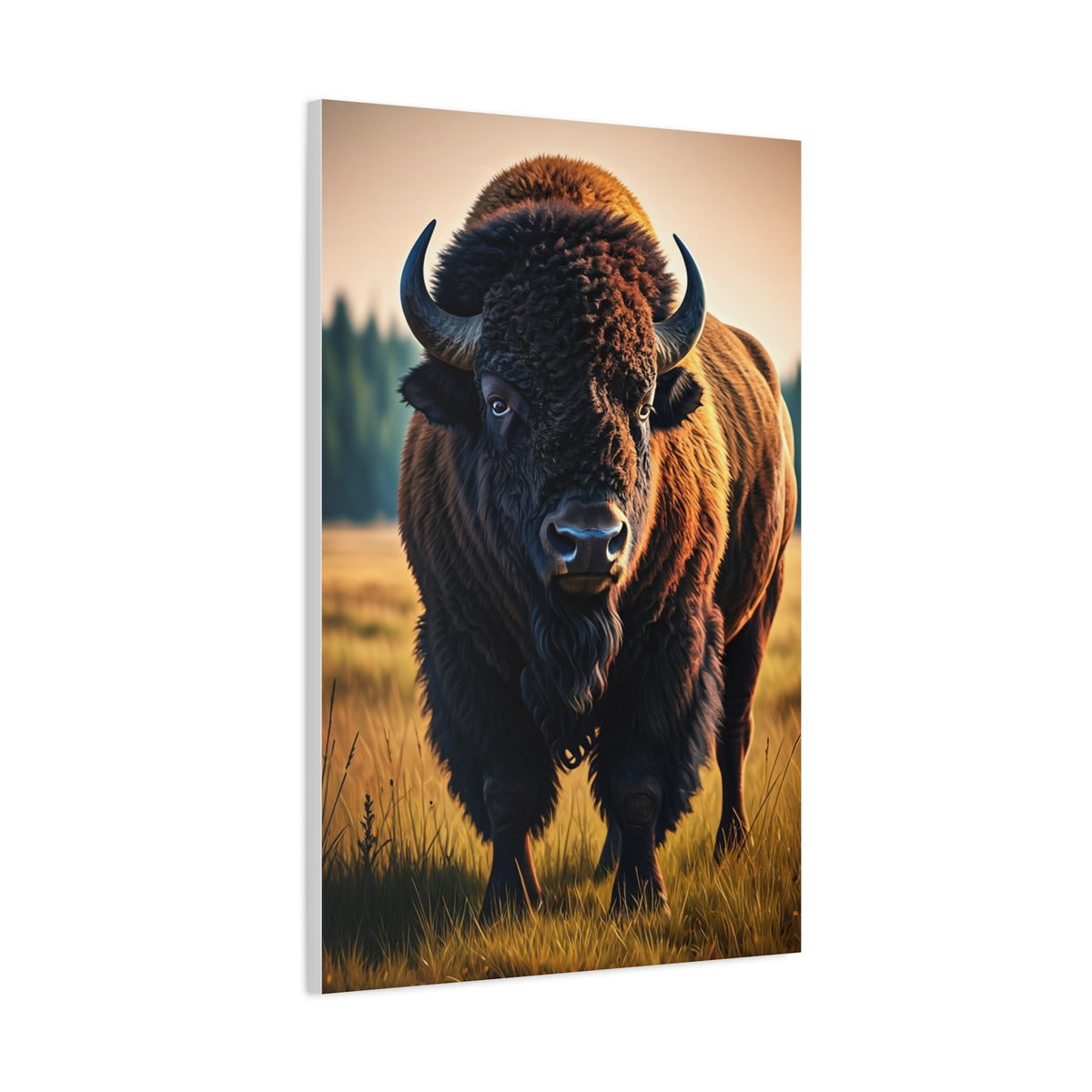 Prairie Bison Walking in Warm Golden Light Wall Art & Canvas Print