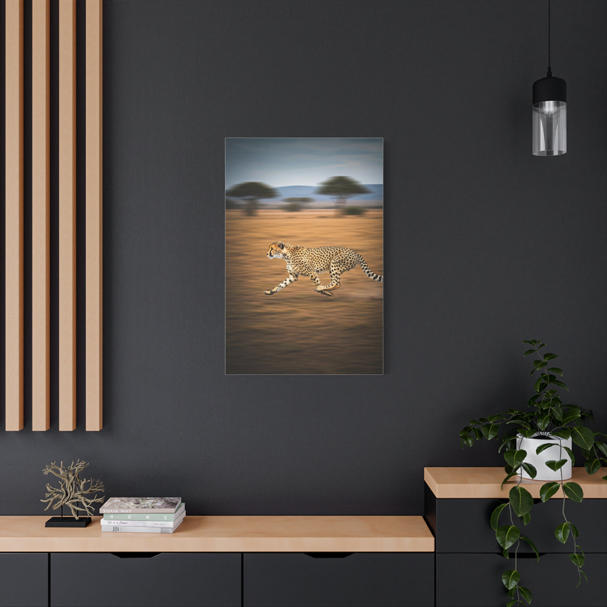 Cheetah Sprint Across the Desert Plains Wall Art & Canvas Prints