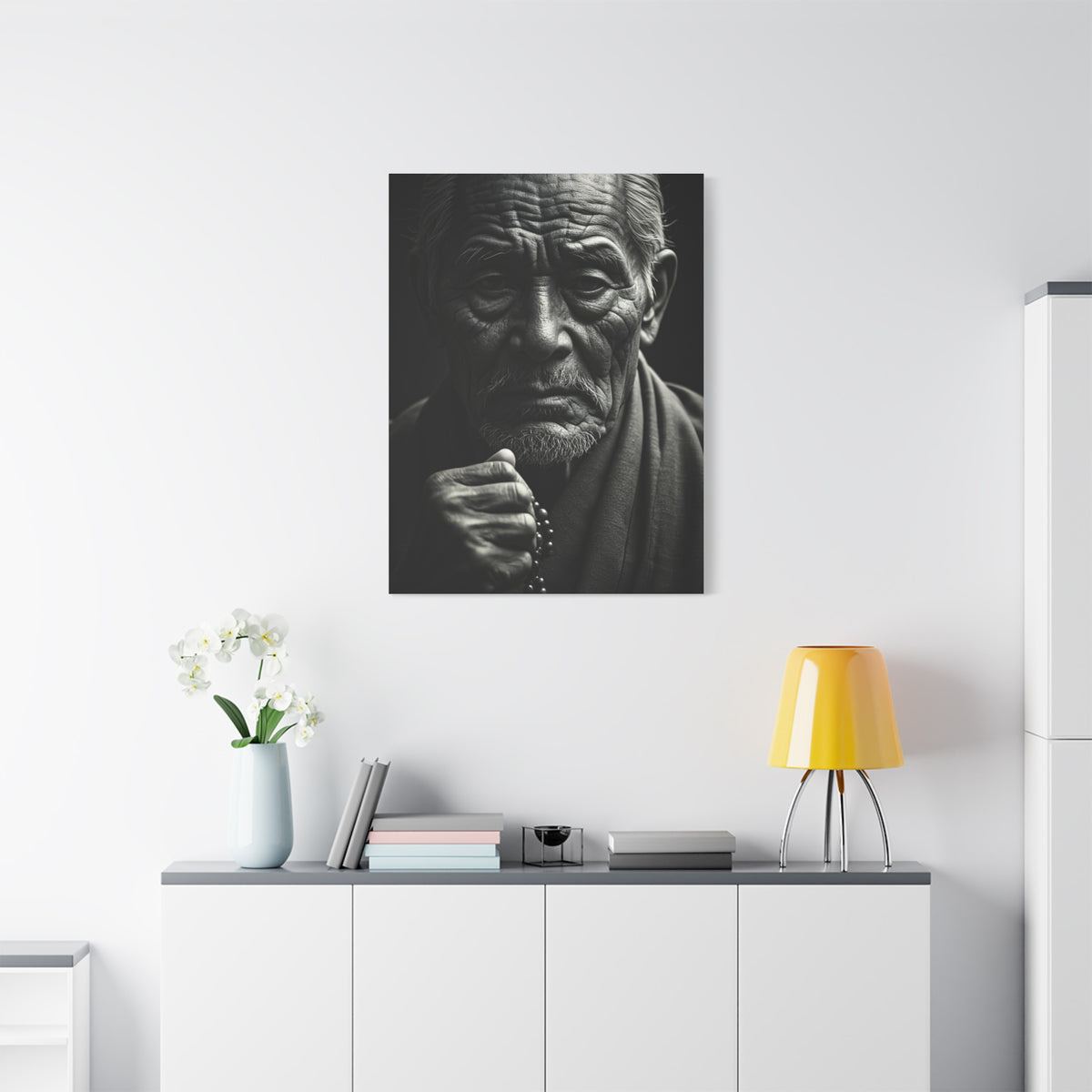 Elder Man with Reflective Expression Wall Art & Canvas Prints