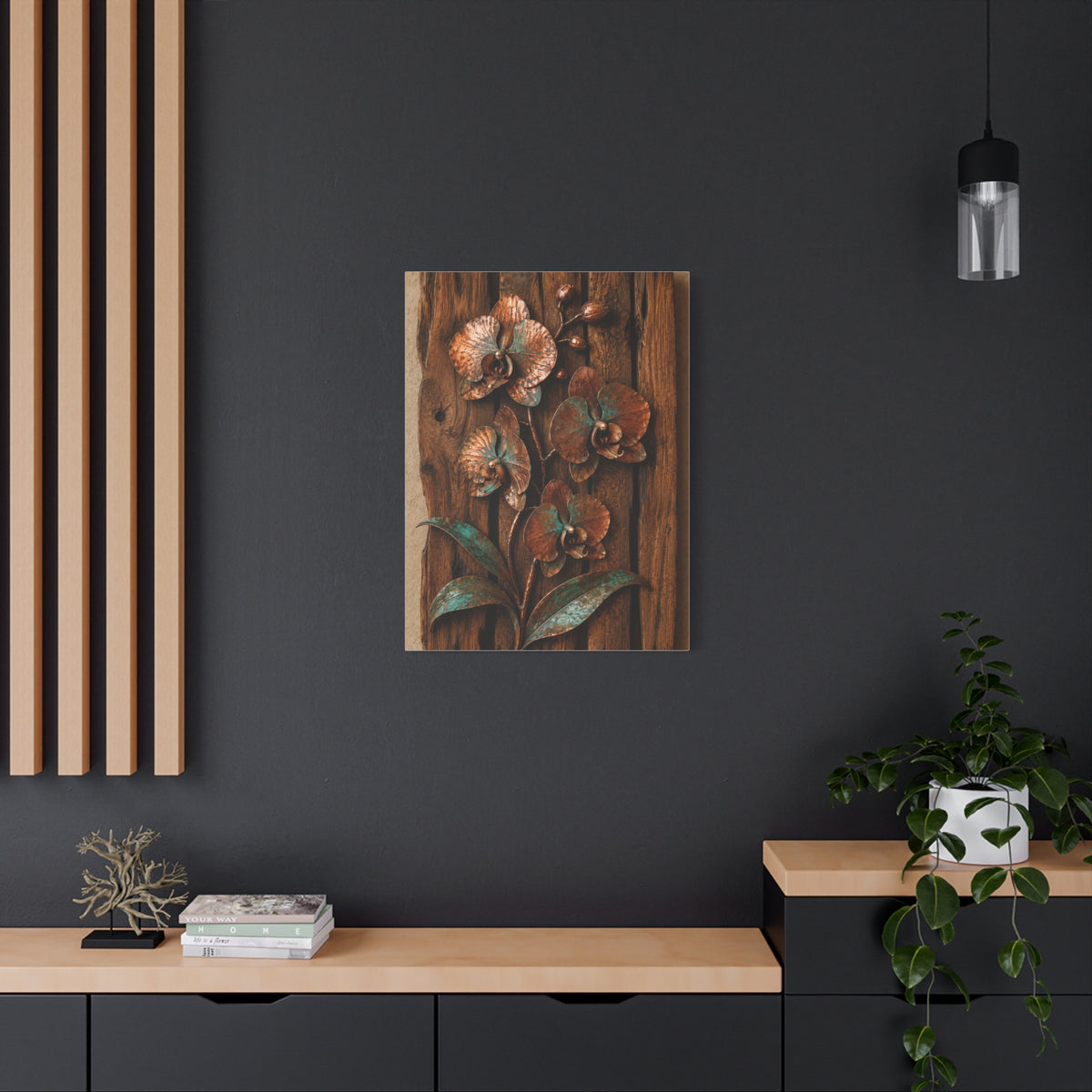 Copper Orchid on Reclaimed Wood Southwest Wall Art & Canvas Print