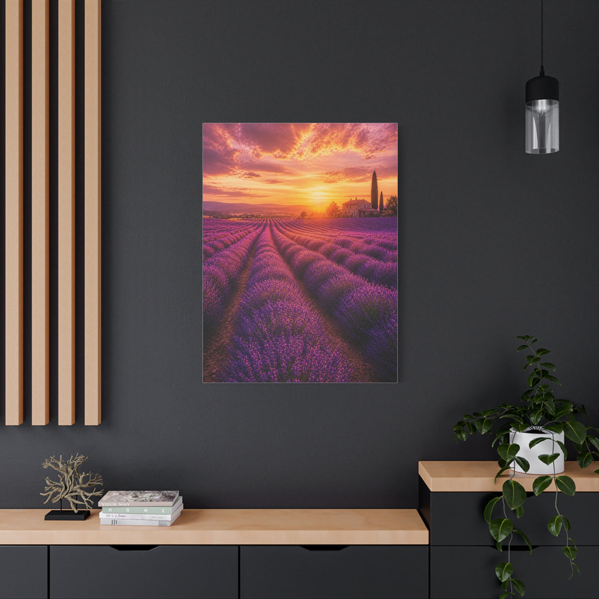 Lavender Fields Sunset Landscape Wall Art & Canvas Print