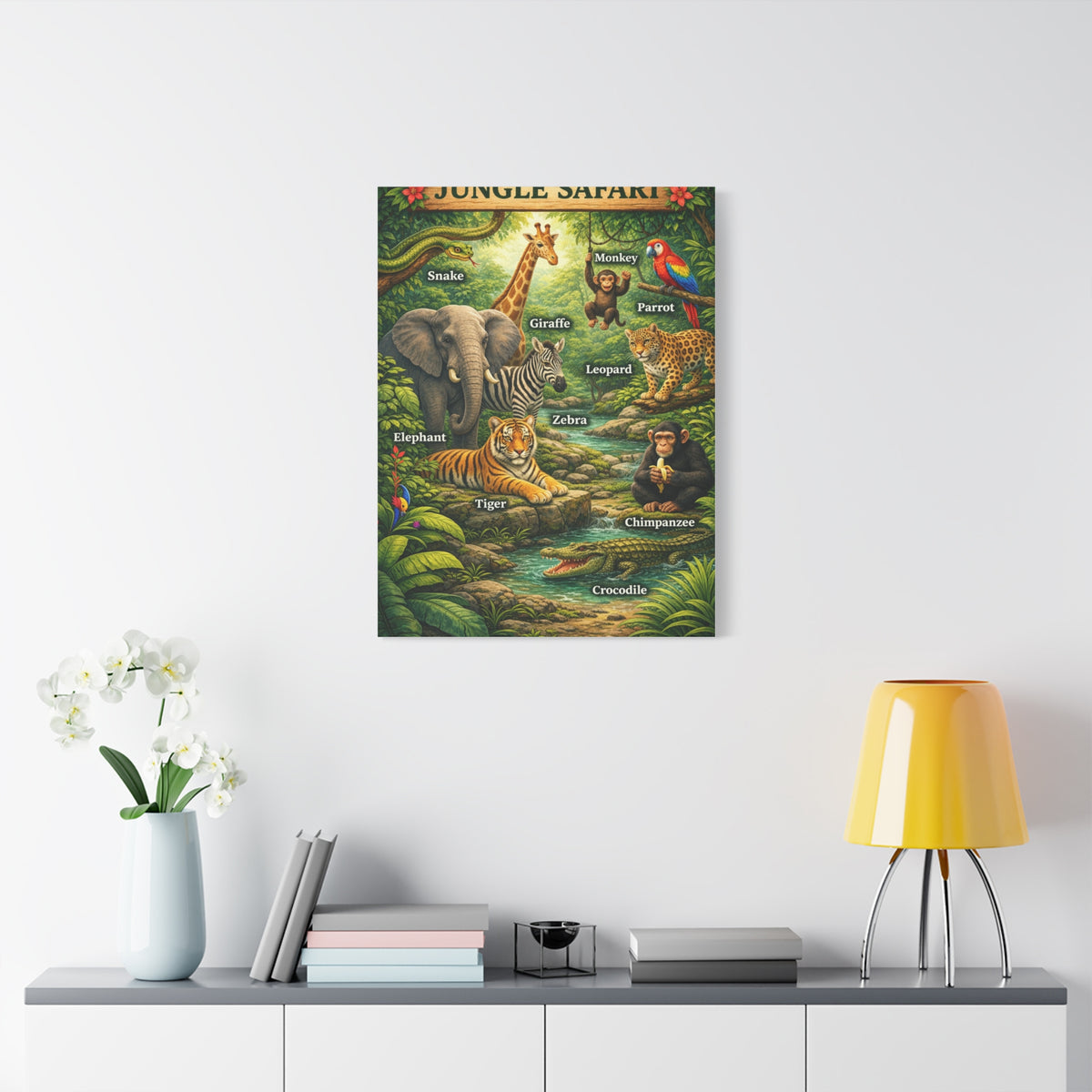 Jungle Safari Adventure Learning Poster Wall Art & Canvas Print