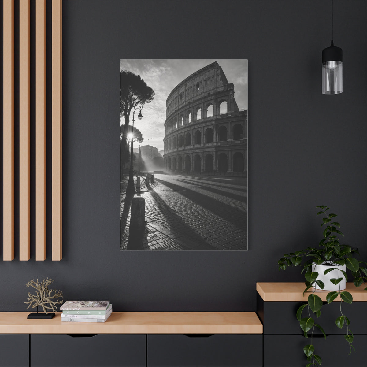 Colosseum Morning Light Monochrome Wall Art & Canvas Print