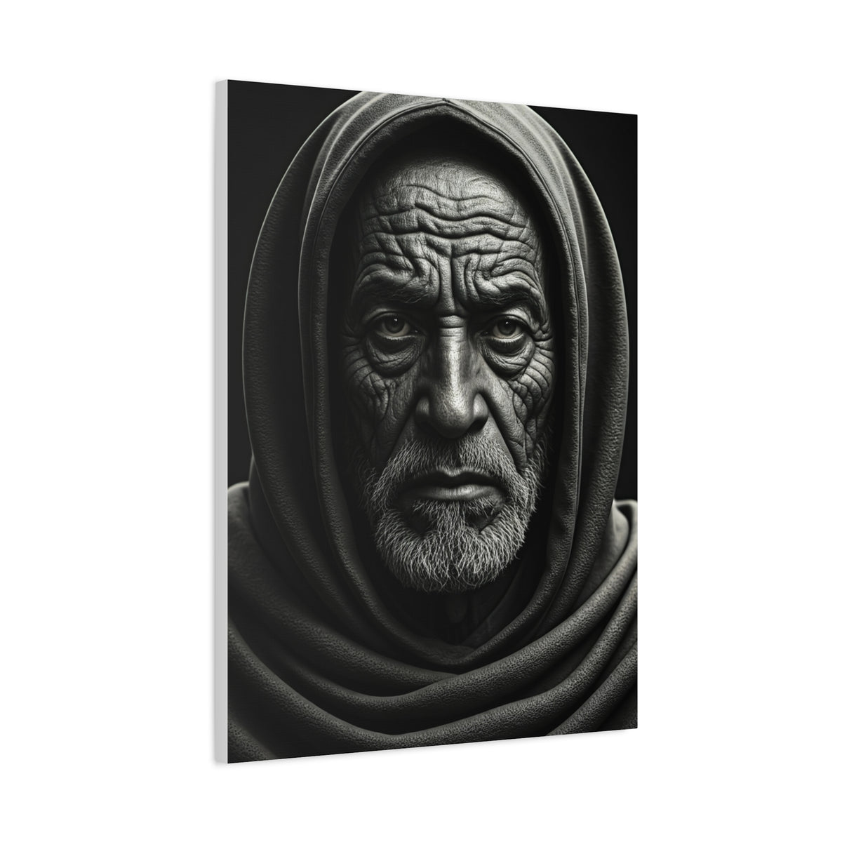 Hooded Elder with Timeless Expression Wall Art & Canvas Prints