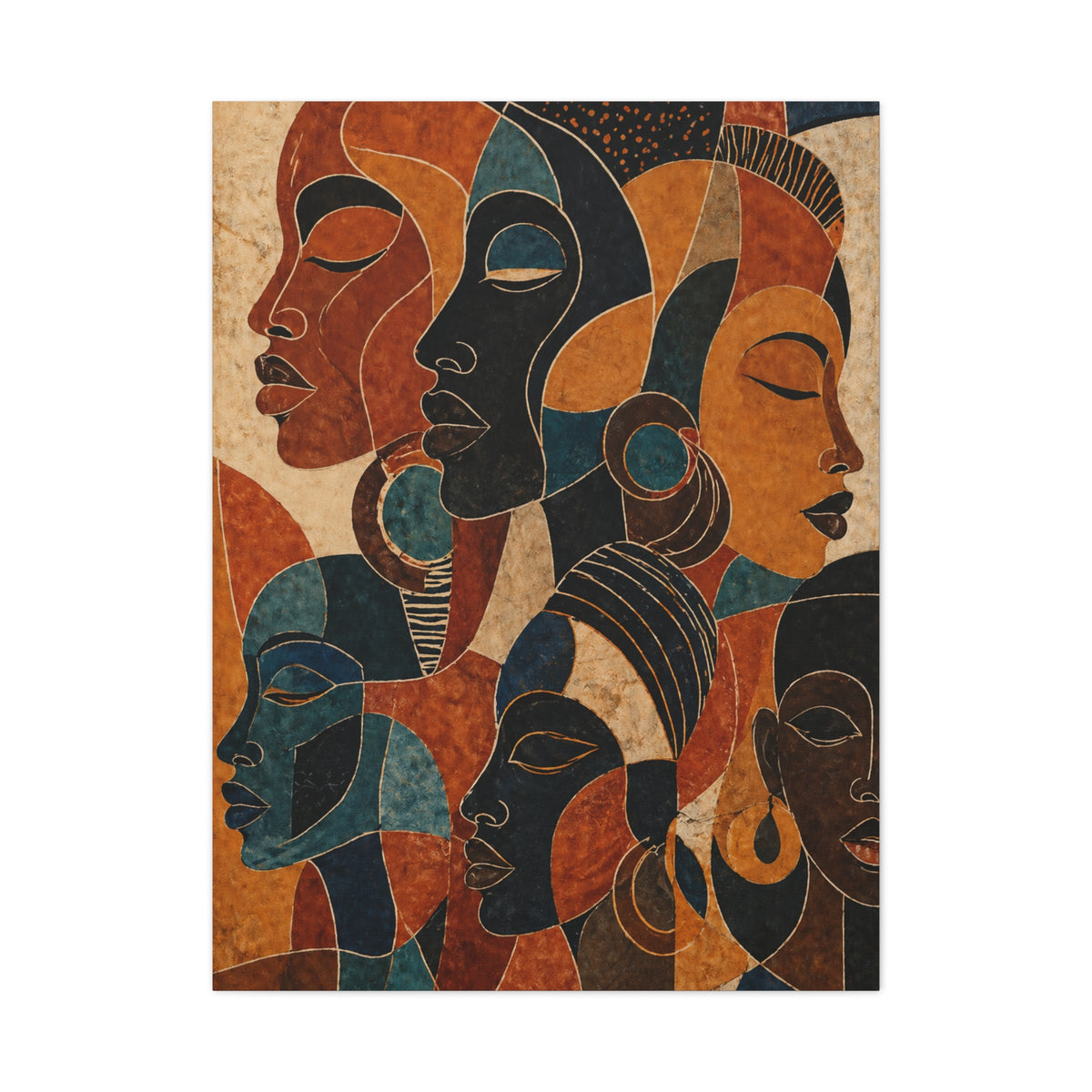 Abstract African Faces Composition Wall Art & Canvas Print
