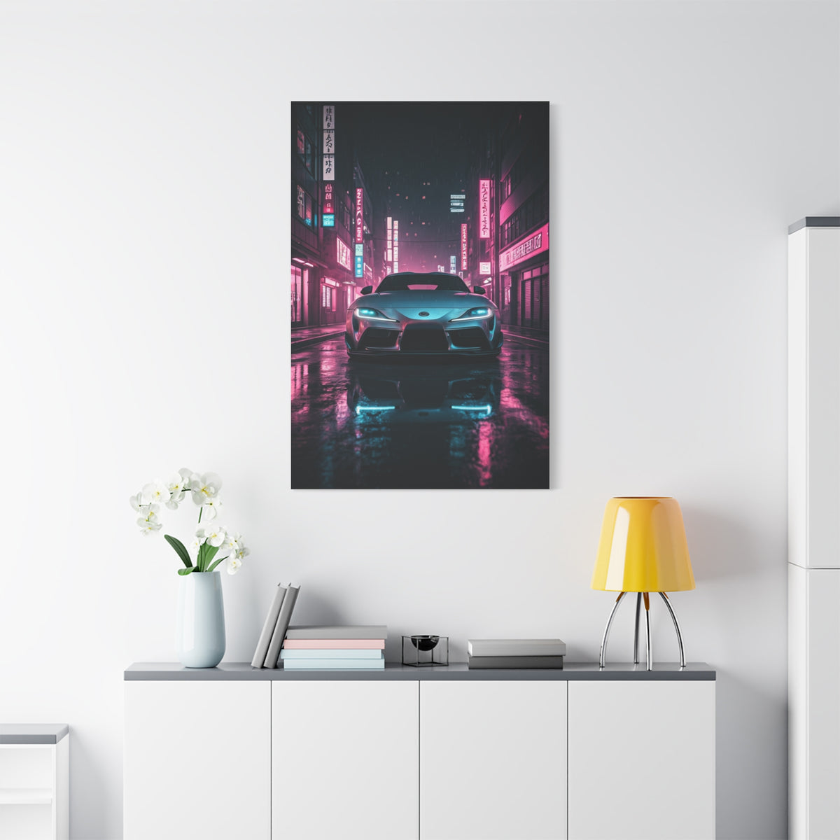 Toyota Supra Mk5 Cyberpunk Street Reflections Wall Art & Canvas Prints