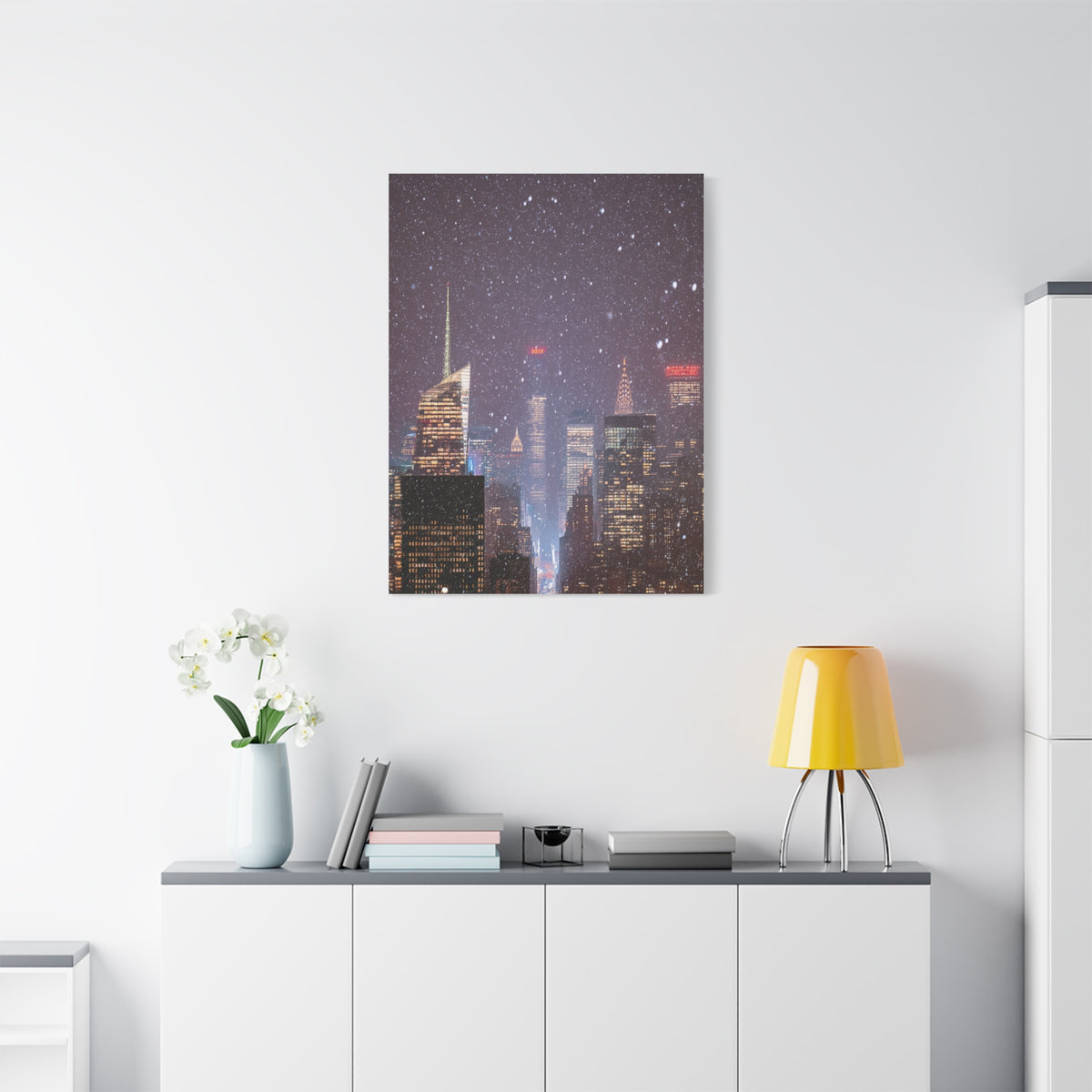 New York Winter Snowfall Skyline Wall Art & Canvas Print
