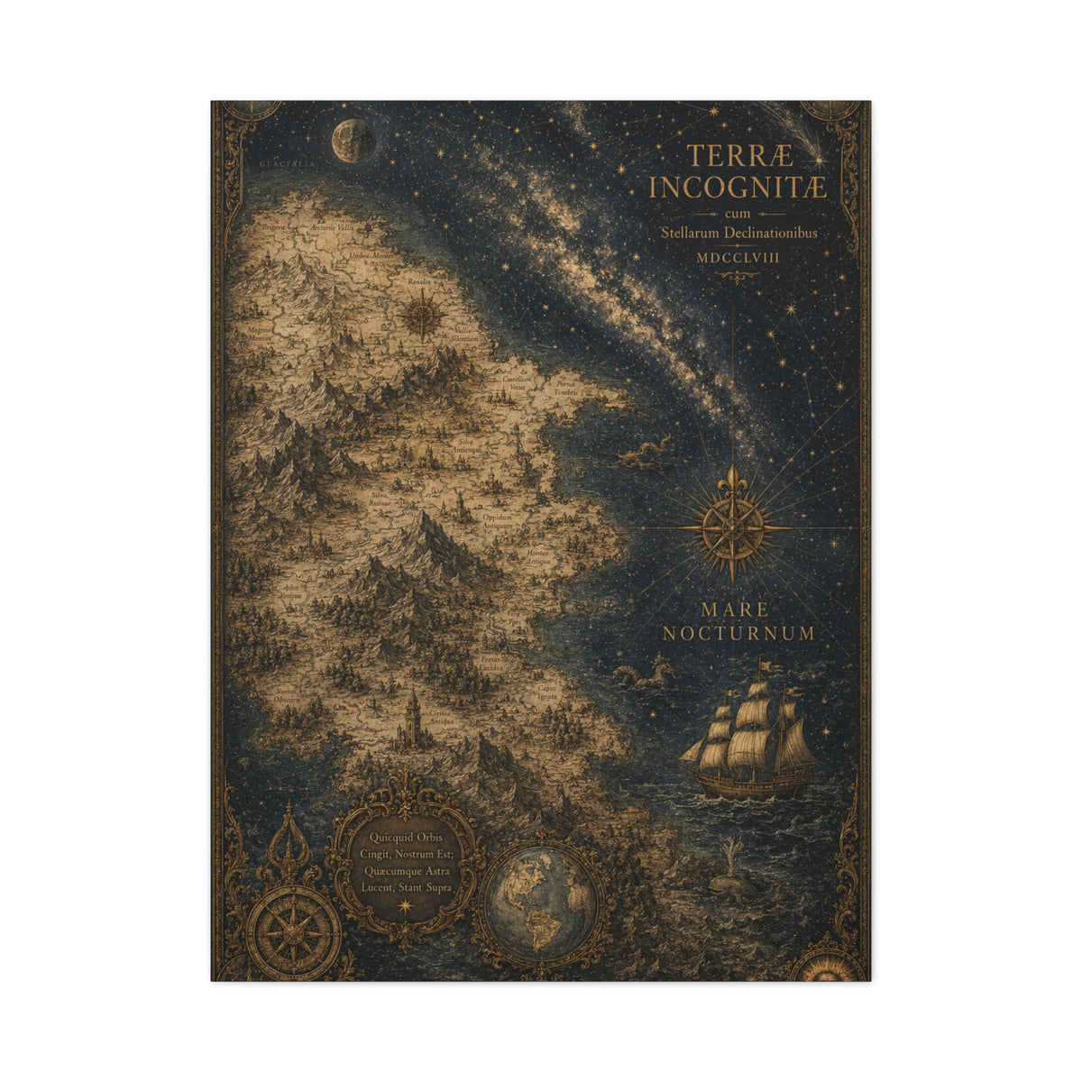 Antique Celestial Cartography Map Wall Art & Canvas Print