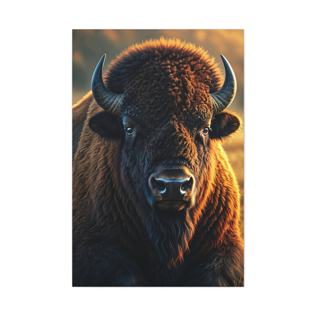 Warm Copper-Toned American Bison Portrait Wall Art & Canvas Print