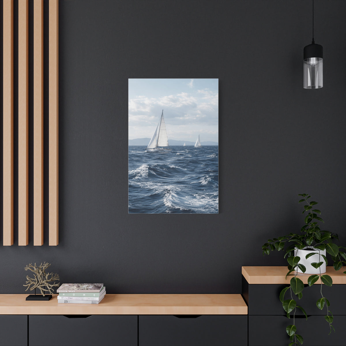 Sailing Horizon Coastal Elegance Scene Wall Art & Canvas Print