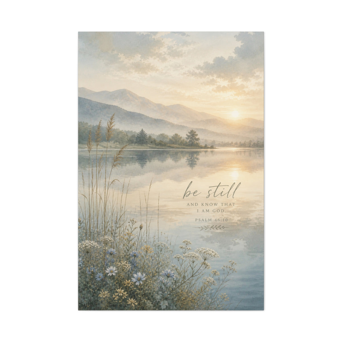 “Be Still” Sacred Lake Landscape Wall Art & Canvas Print