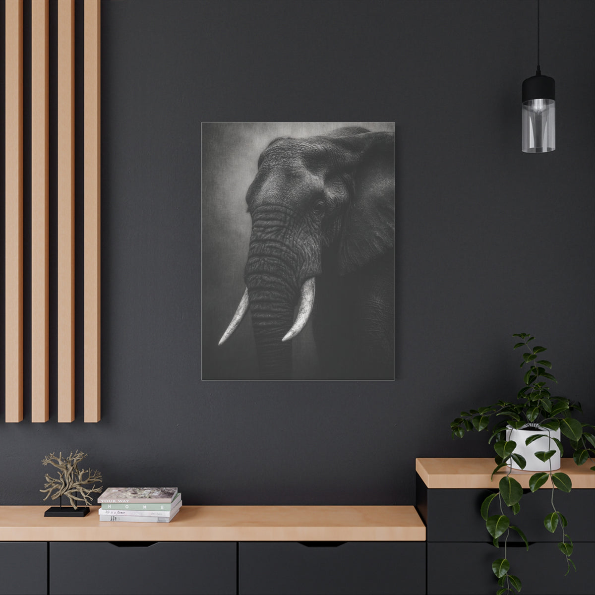 Monochrome Elephant Fine Art Portrait Wall Art & Canvas Print