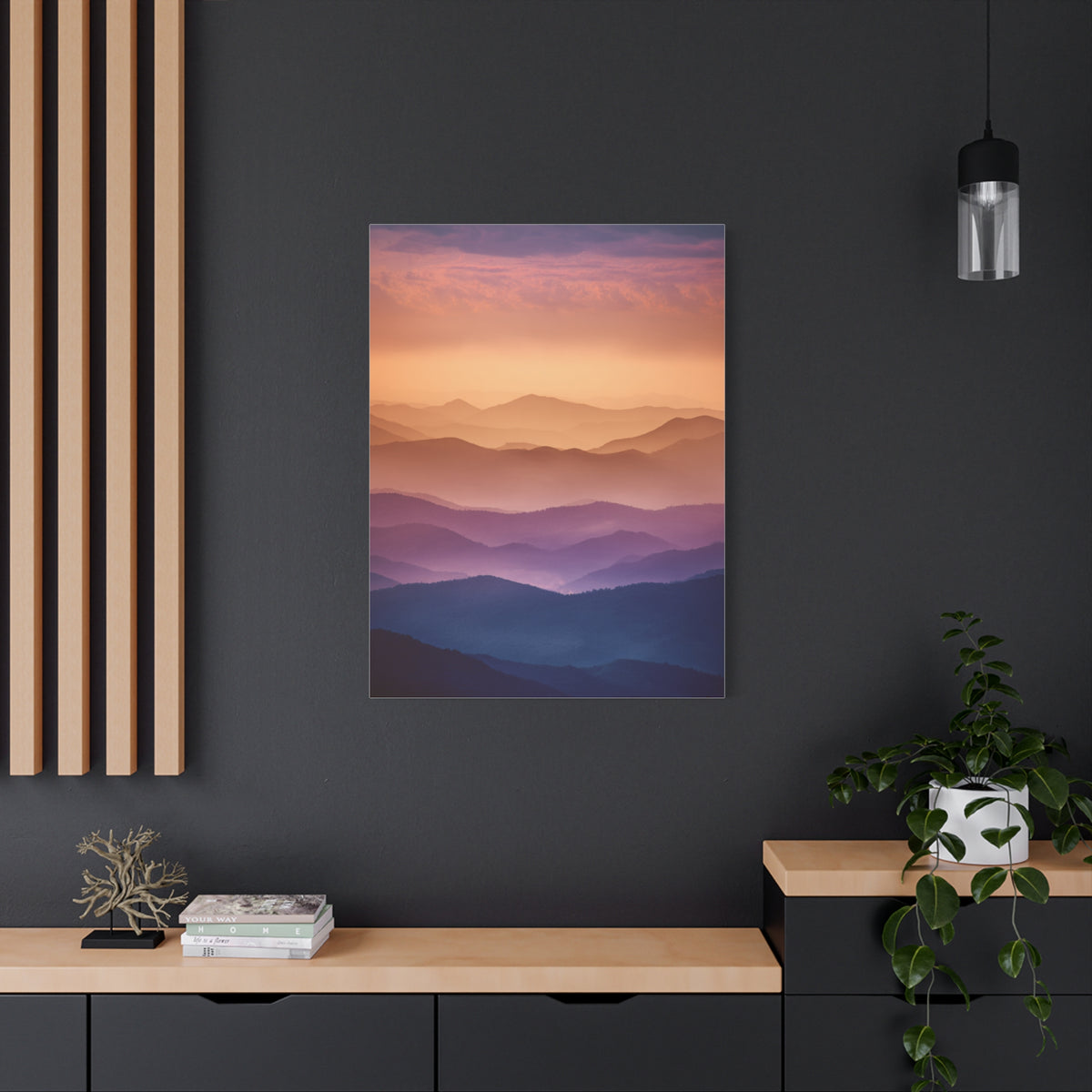 Layered Sunset Mountain Landscape Wall Art & Canvas Print
