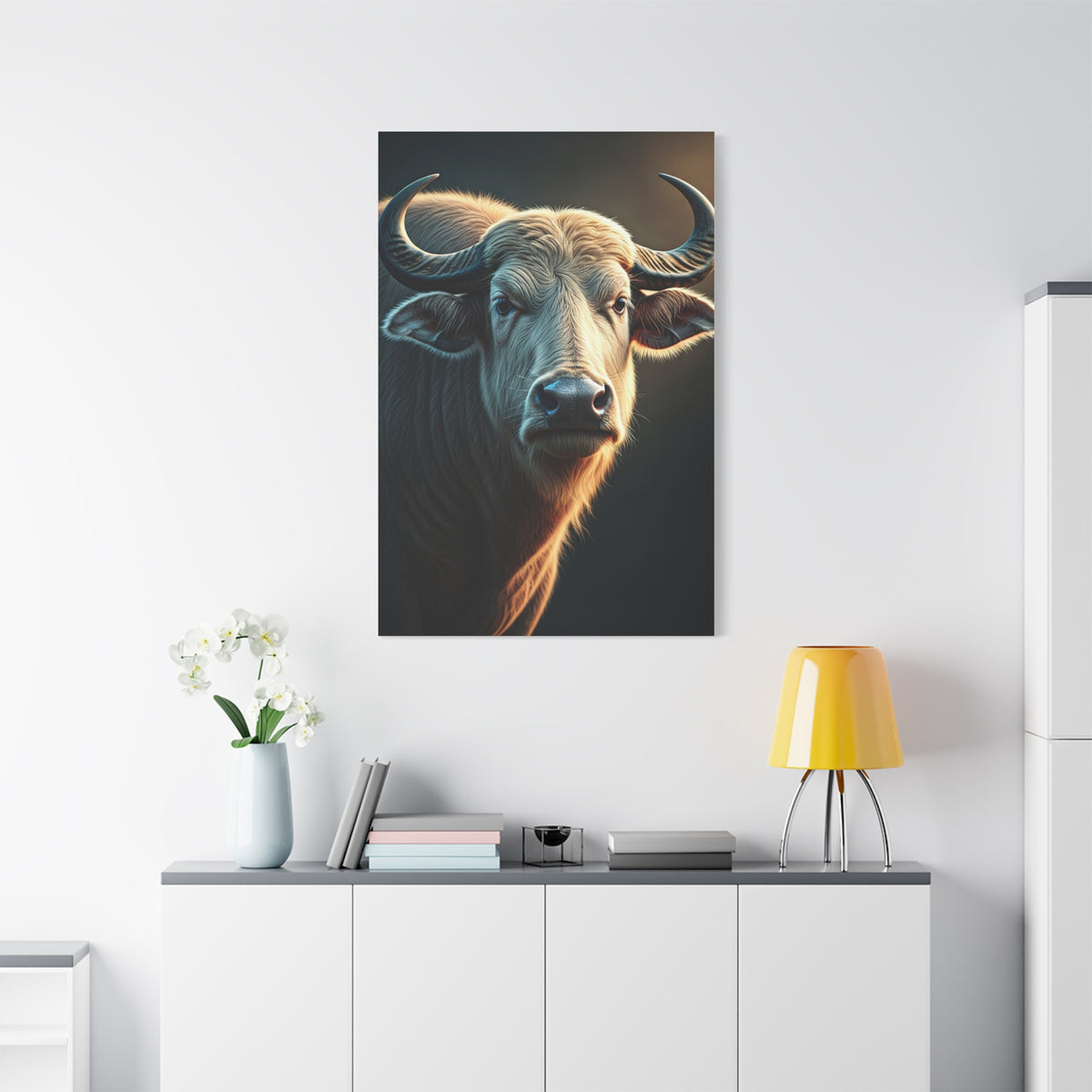 Soft Glowing Light Water Buffalo Portrait Wall Art & Canvas Print
