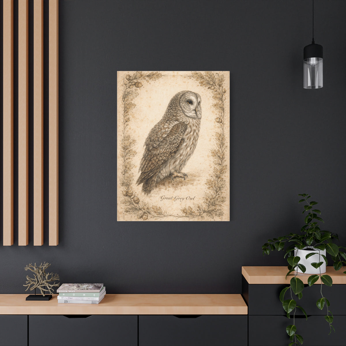 Antique Natural History Owl Study Wall Art & Canvas Print