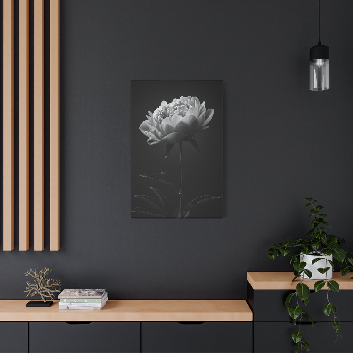 Peony Elegance in Monochrome Wall Art & Canvas Prints