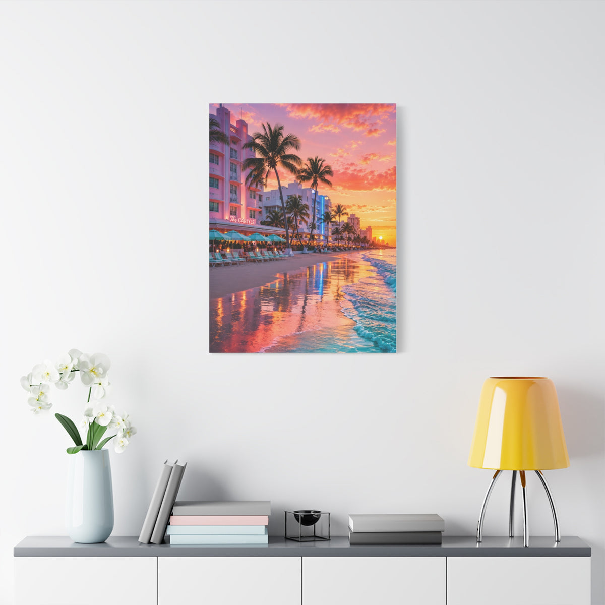 Miami Beach Art Deco Sunset Wall Art & Canvas Print