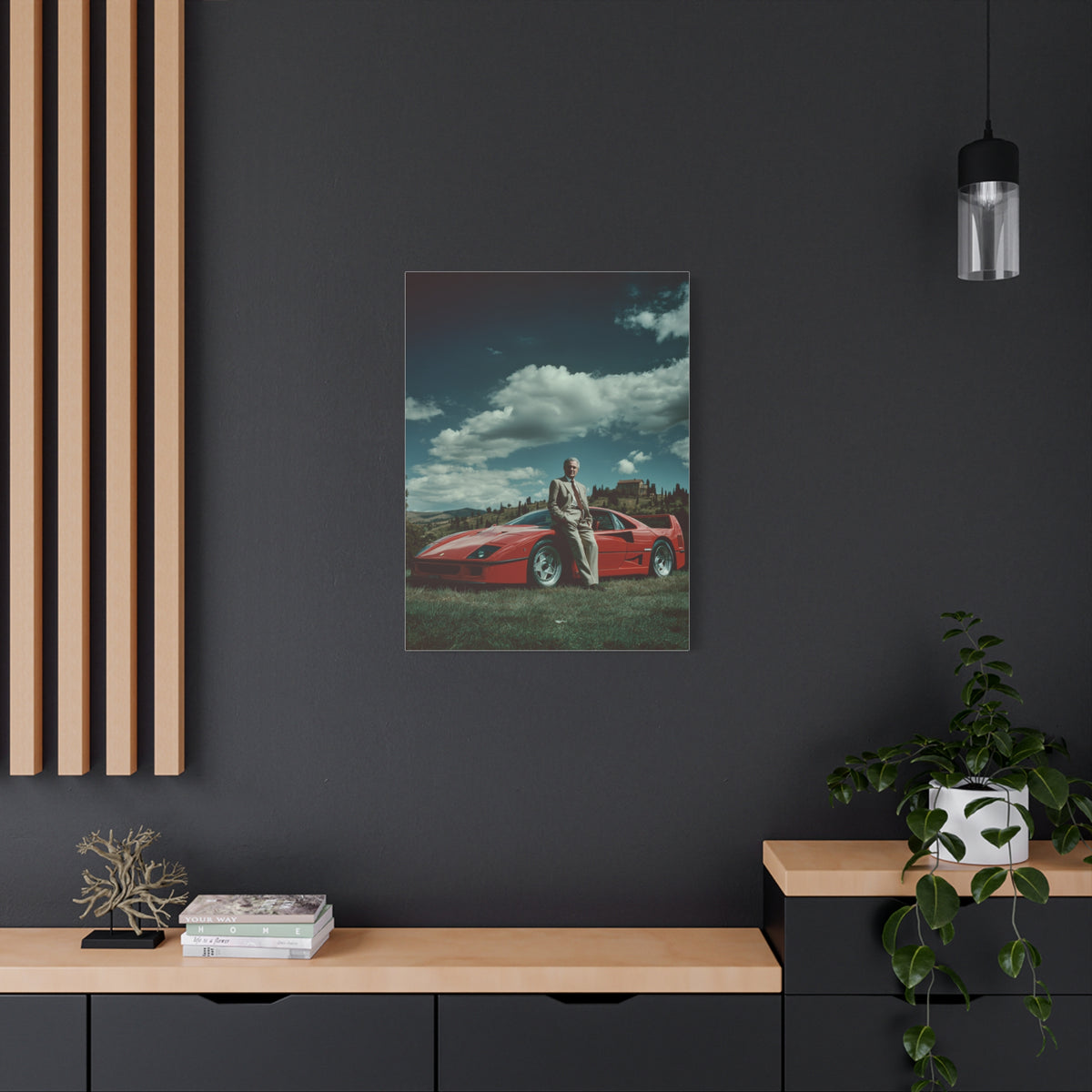 Enzo Ferrari Standing Beside the Ferrari F40 (1987) Wall Art & Canvas Print